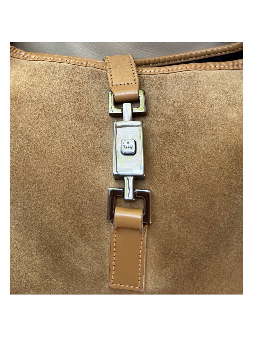 Authentic Vintage Gucci Jackie Tan Suede Leather Shoulder Bag - Picture 12 of 13